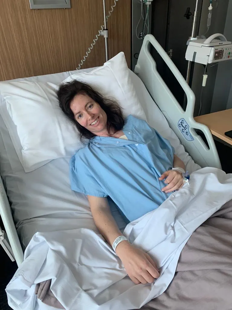 In hospital following surgery.